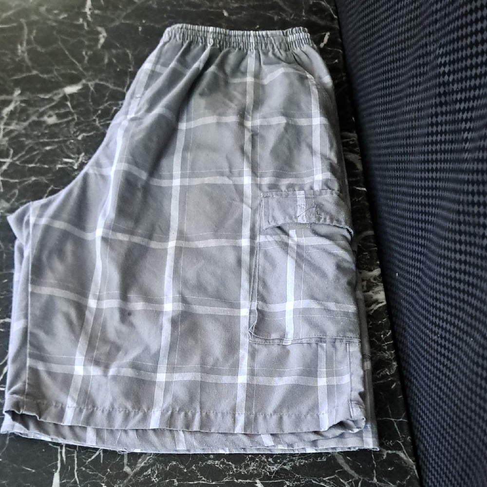 Gray Plaid Men's Cargo Shorts